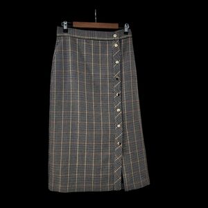 ZARA PLAID  PENCIL MIDI SKIRT WITH SNAP-BUTTONS SIZE M